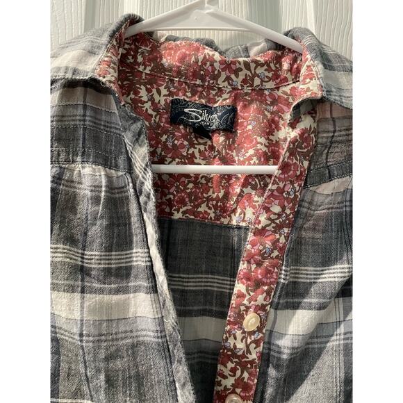 Silver Jean Co Button Up Shirt Plaid Size‎ Medium - Picture 2 of 10